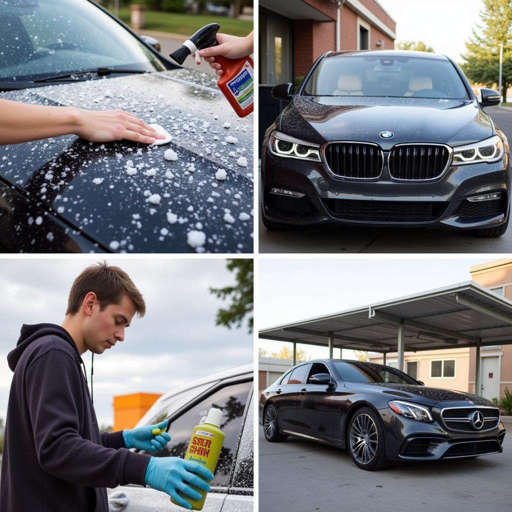 Essential car paint maintenance tips illustrated with practical examples of washing, waxing, and protecting a car in Bury St Edmunds.