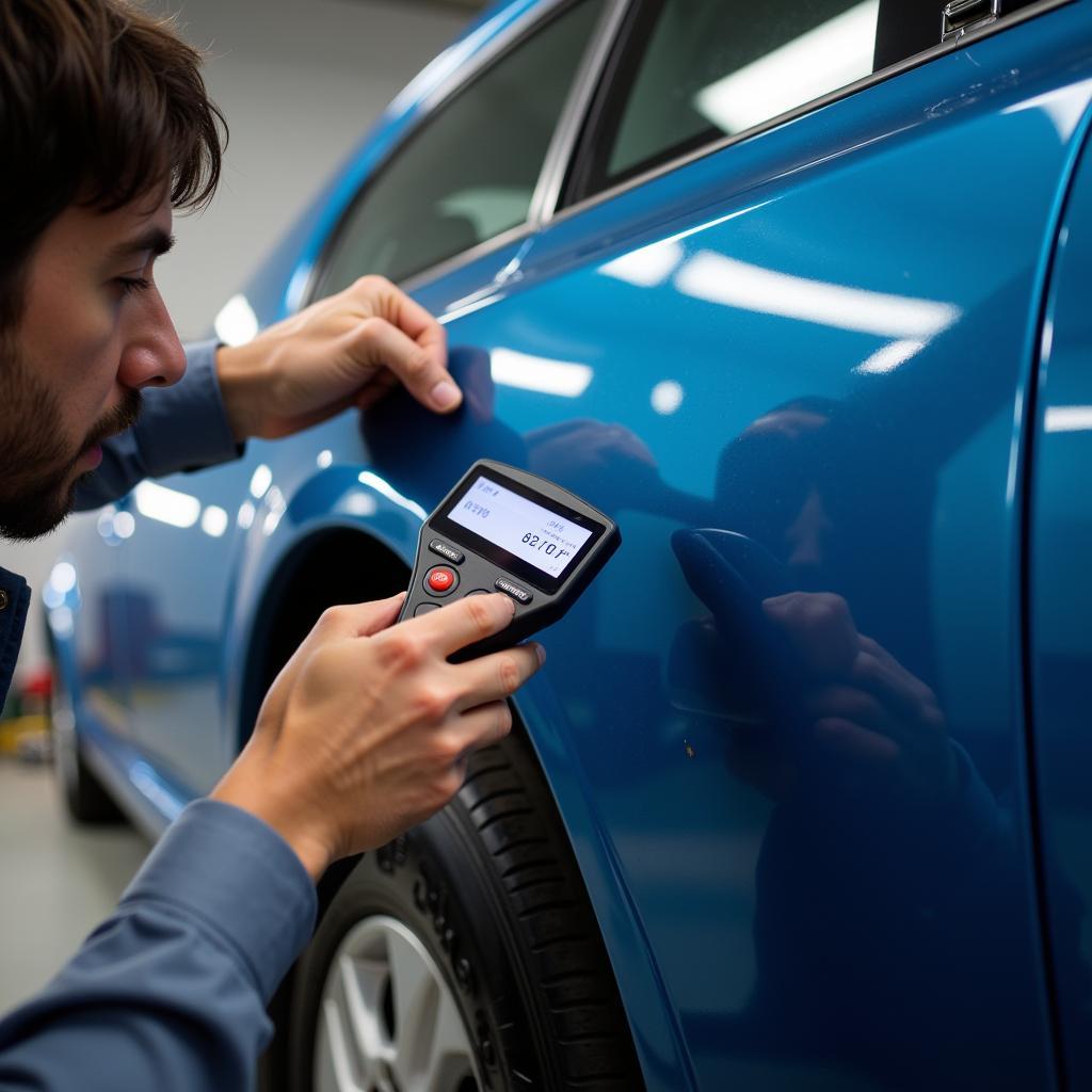 Car paint matching process with a spectrophotometer