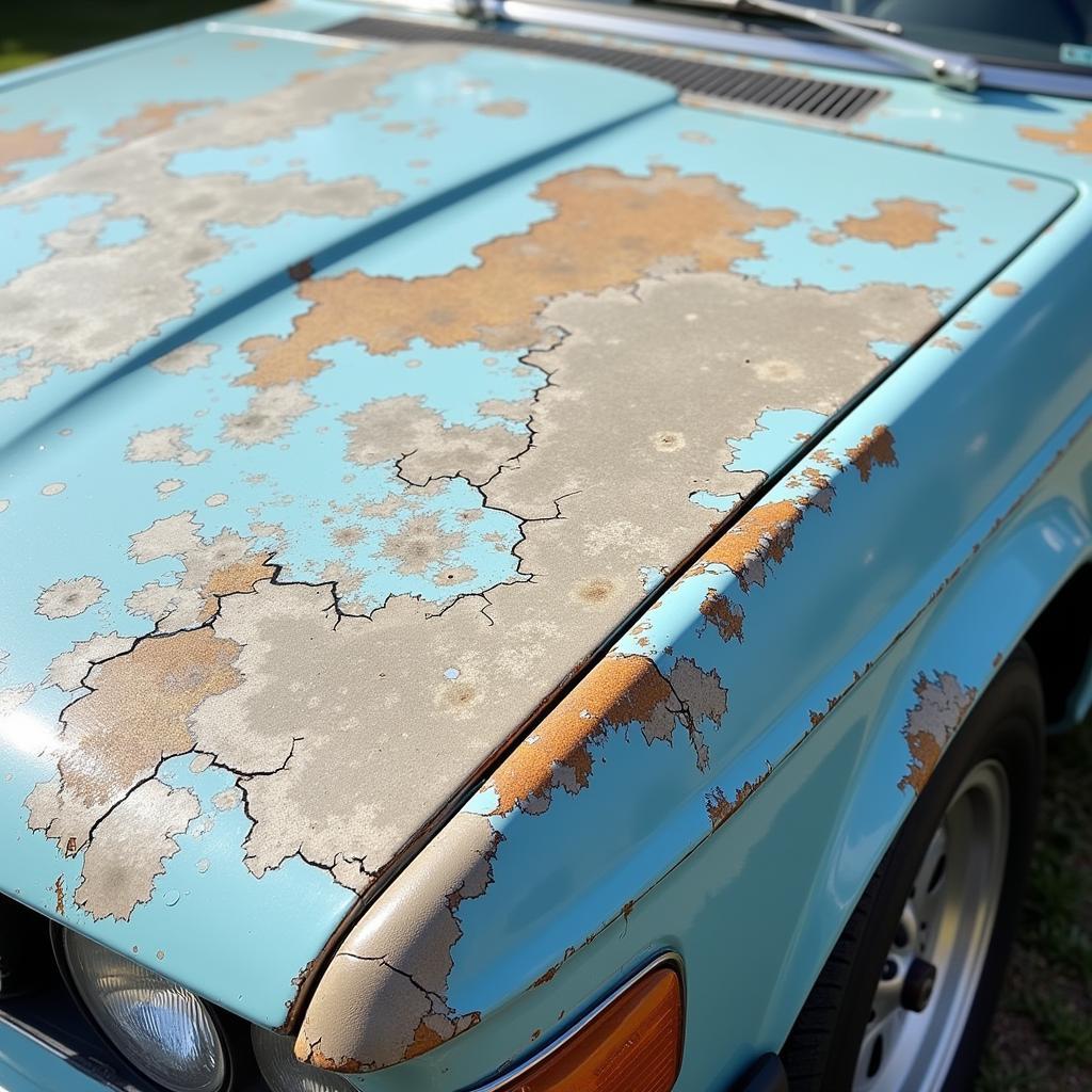 Car paint peeling due to sun damage