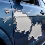 Close-up of peeling paint on a car door