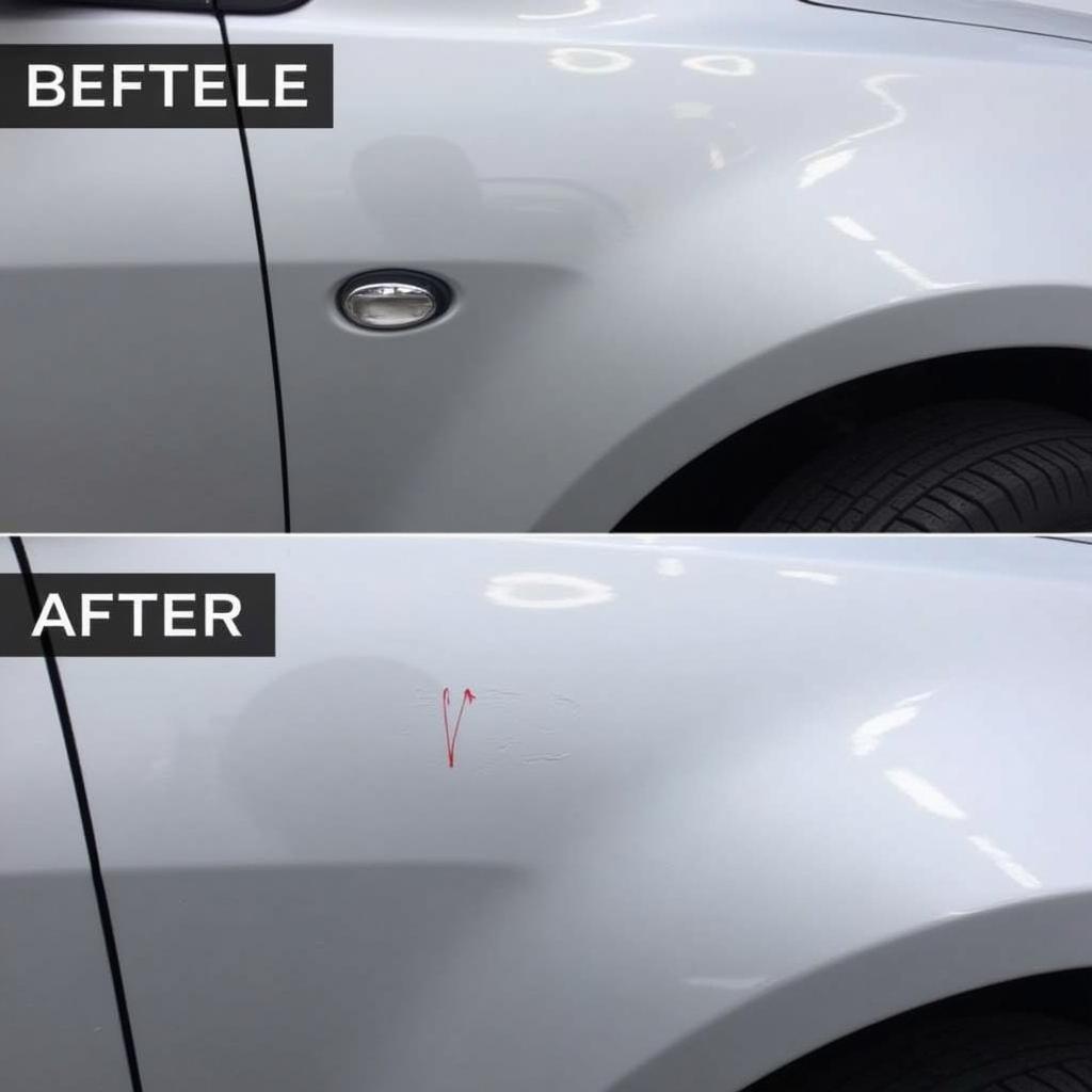 Before & After Car Paint Pen Scrape Repair