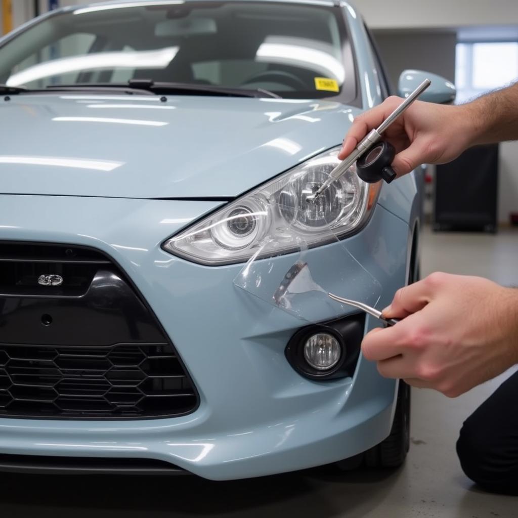 Car paint protection film application