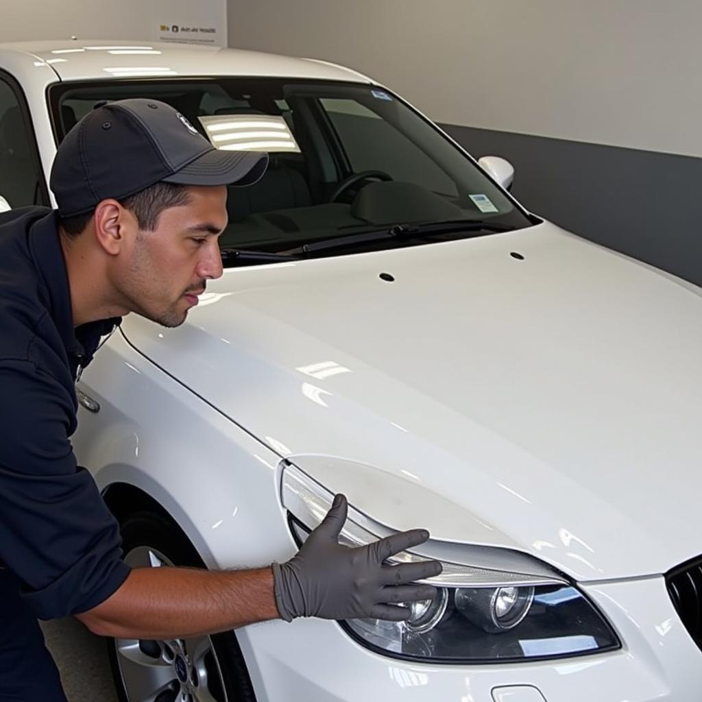 Applying paint protection film to a car