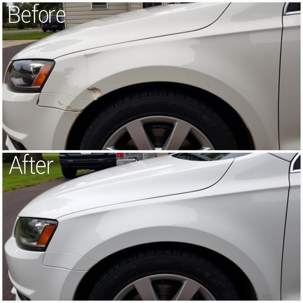 Car paint repair before and after examples