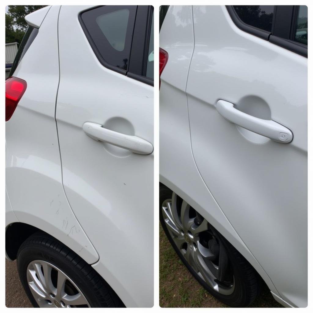 Before and after car paint repair in Bulwell