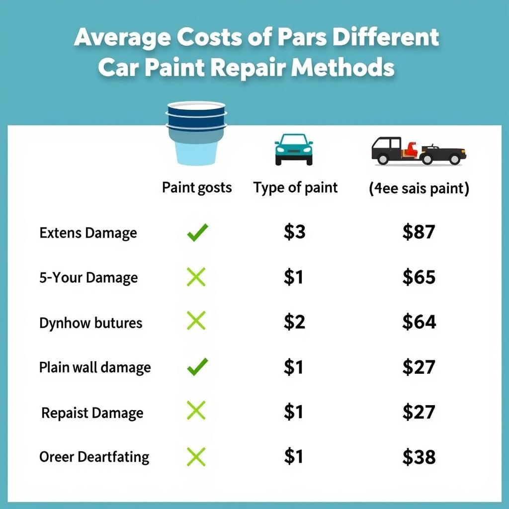 Car Paint Repair Cost Comparison Chart