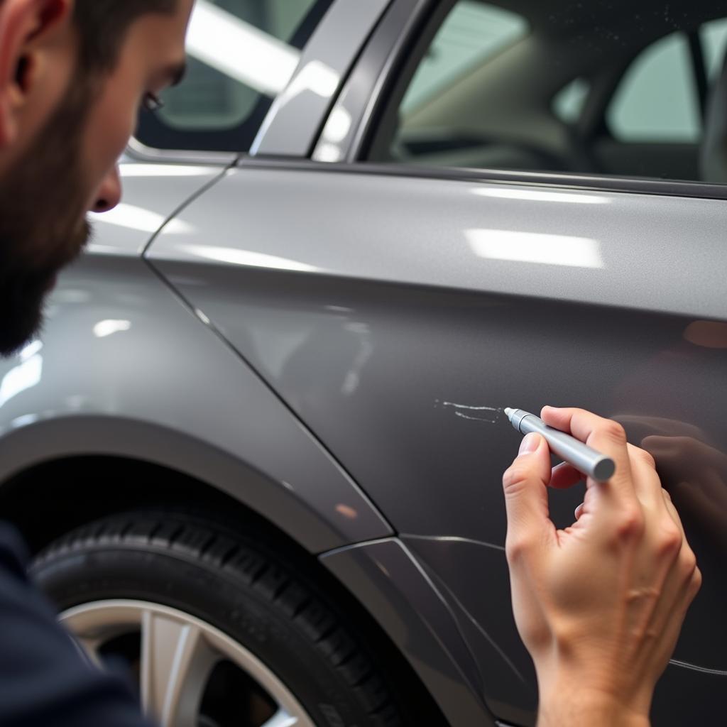 Scratch Repair on a Car Door Panel in Fife