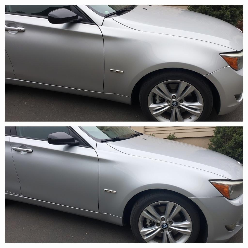 Before and after car paint repair in Glasgow