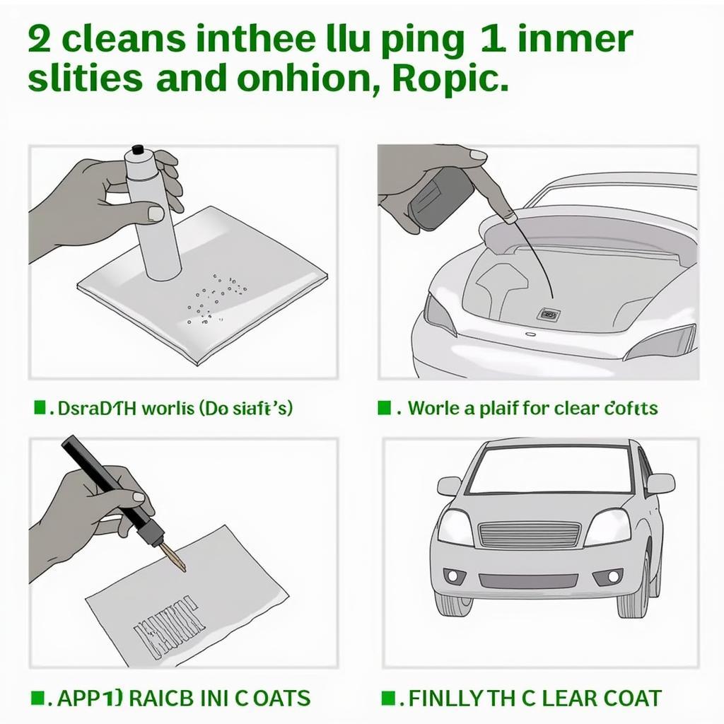 Step-by-step application of car paint repair kit