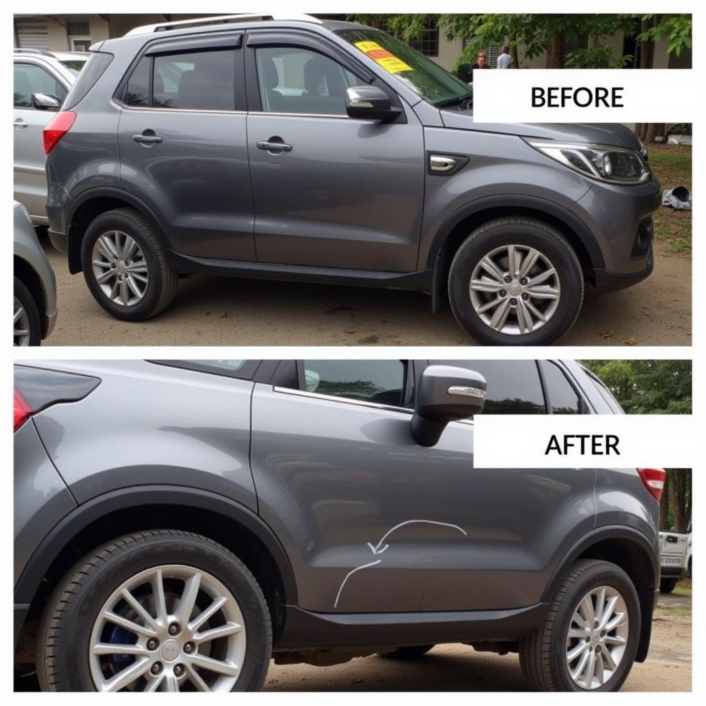 Before and After Using a Car Paint Repair Kit in Malaysia