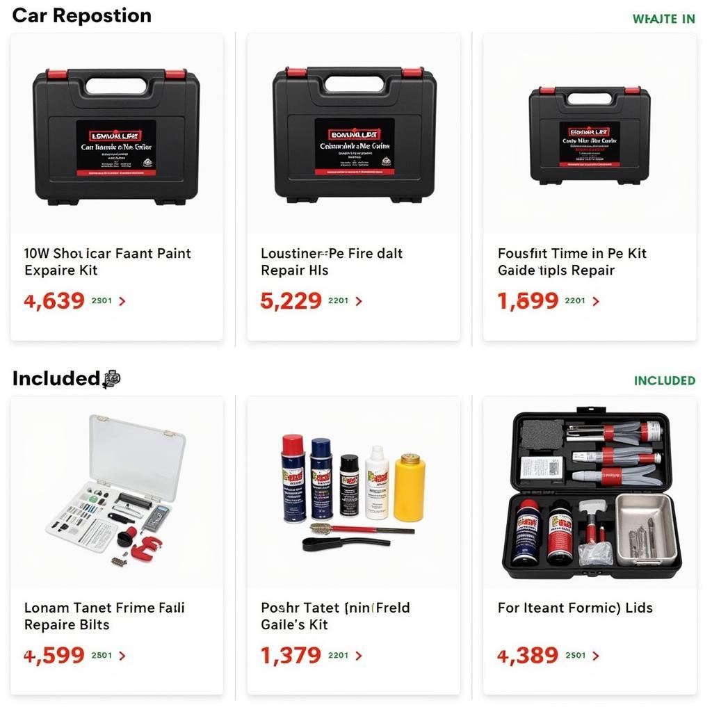 Different types of car paint repair kits available at Canadian Tire