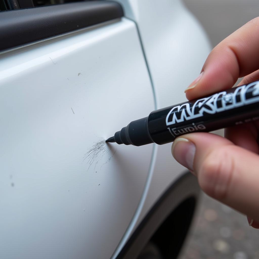 Applying Car Paint Repair Marker to a Small Scratch