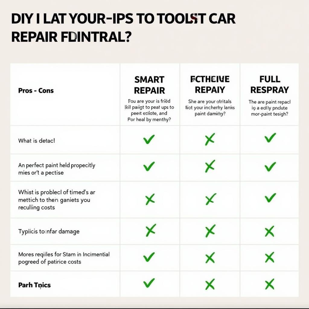 Car Paint Repair Options Comparison