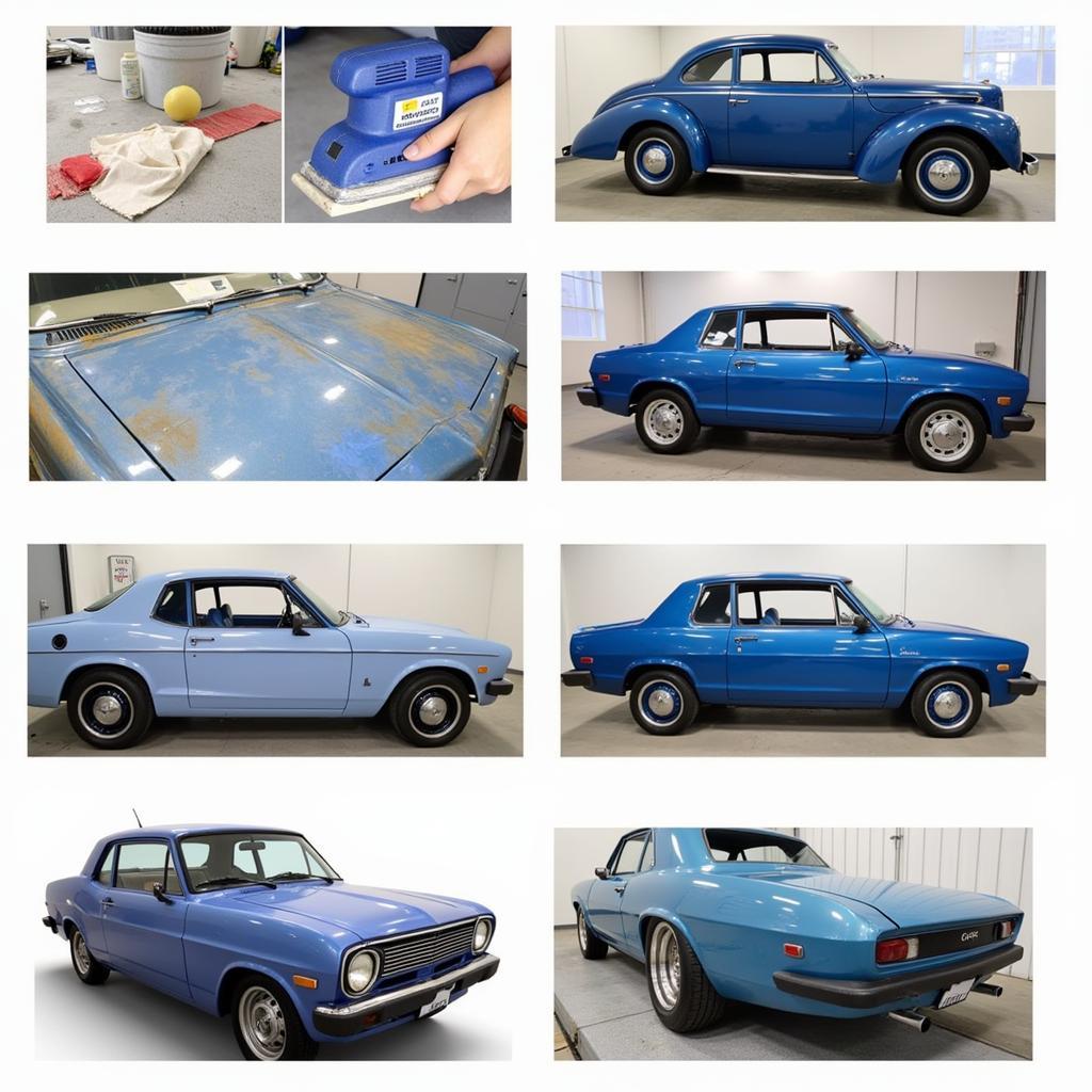 Car Paint Repair Process: Cleaning, Sanding, Applying Primer, Painting, and Clear Coat Application