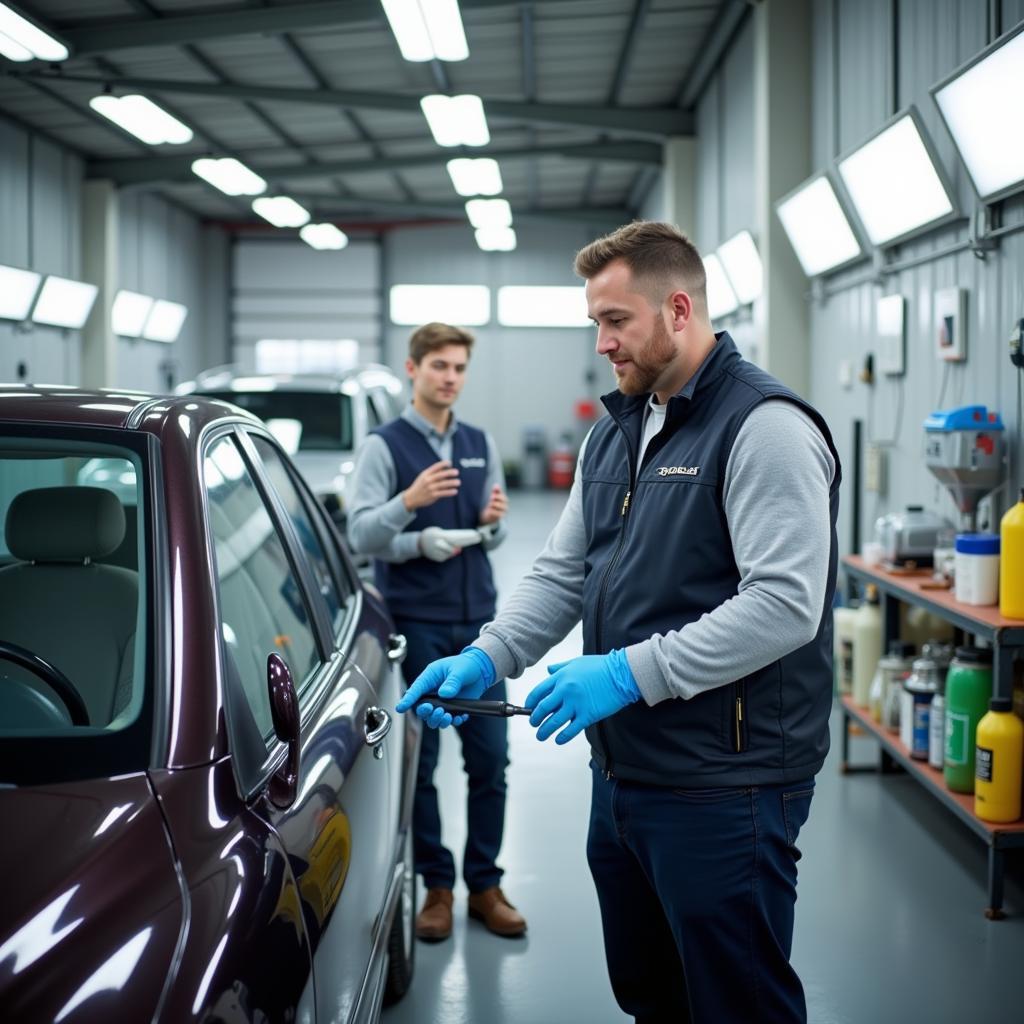 Inspecting a Car Paint Repair Shop