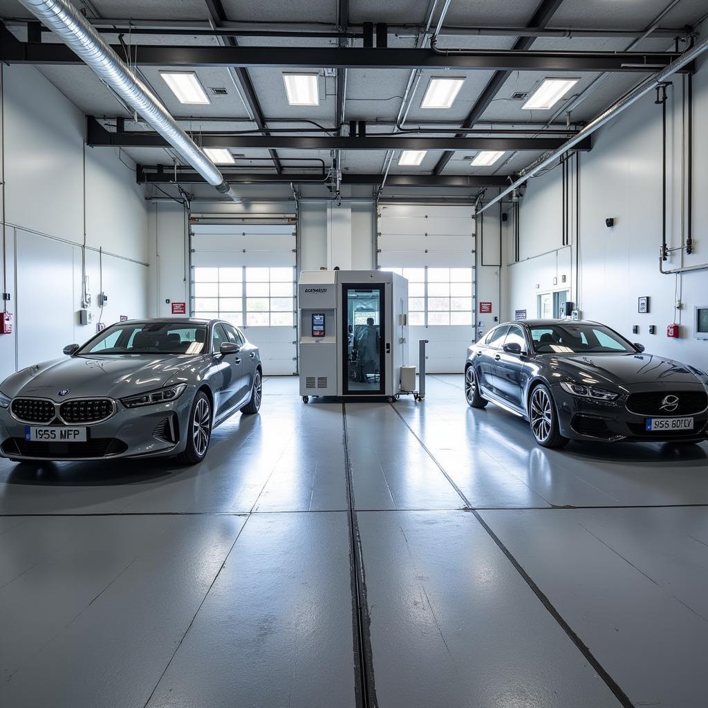 Modern Car Paint Repair Equipment in a Nuneaton Workshop