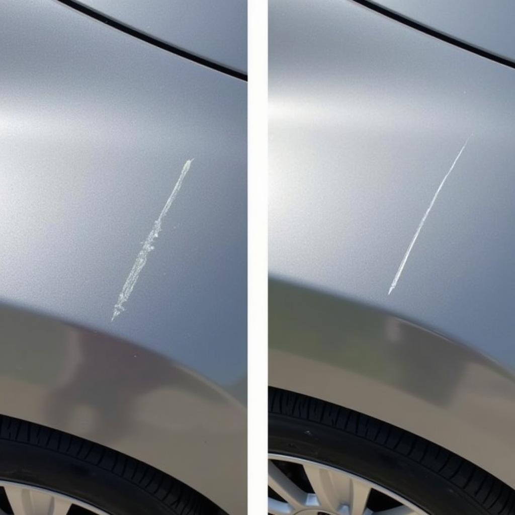 Car Paint Scratch Repair Before and After