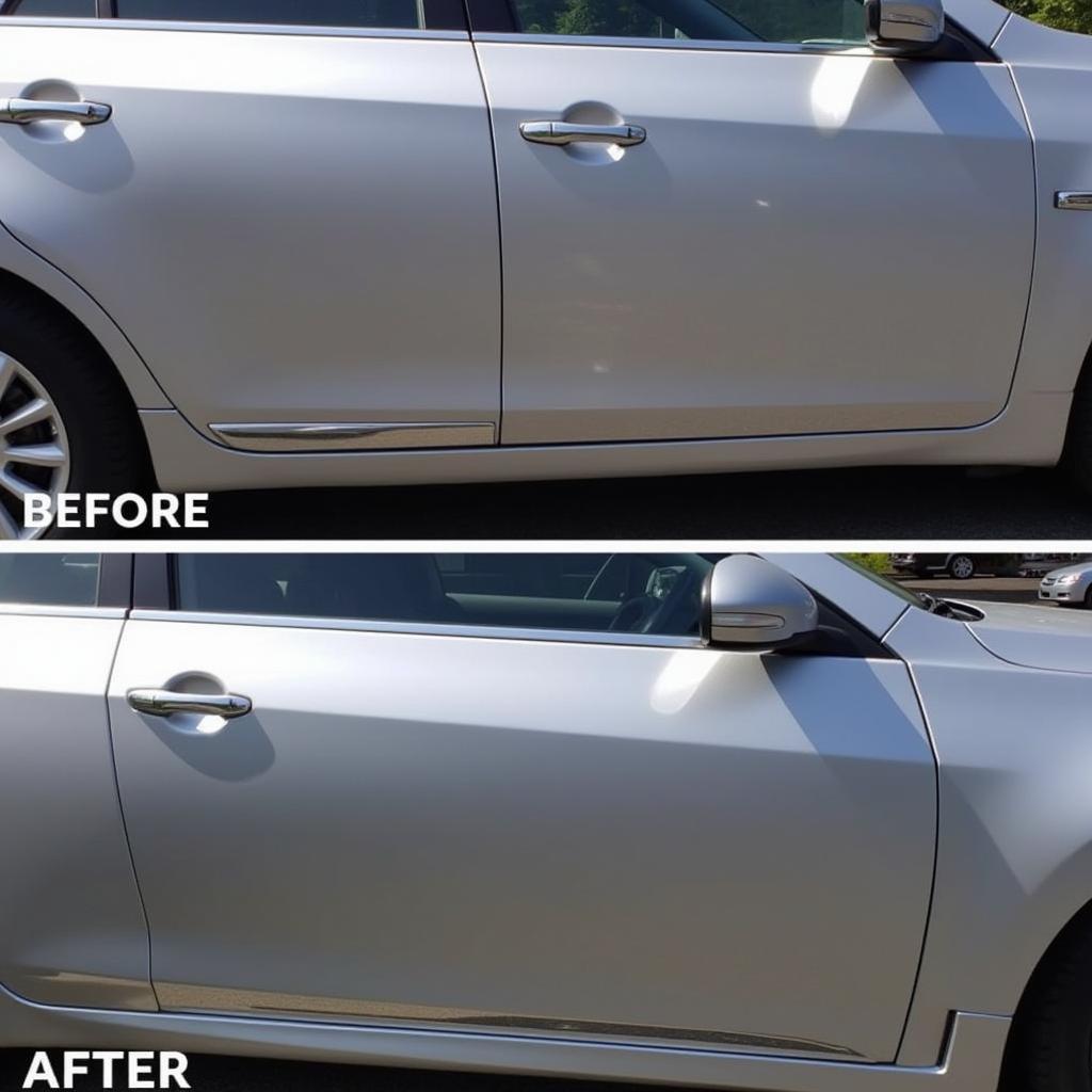 Car Paint Scratch Repair Before and After in Vancouver