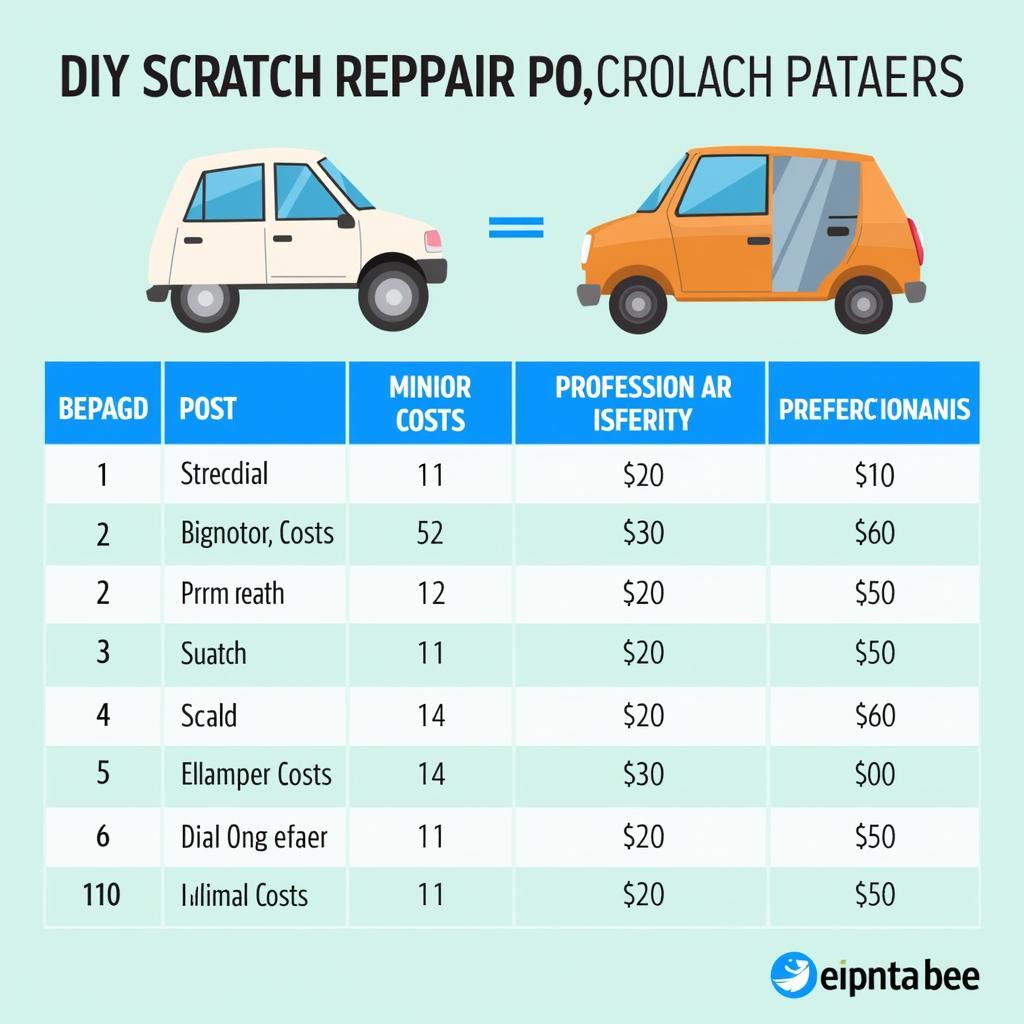 Car Paint Scratch Repair Cost Comparison Chart: DIY vs. Professional