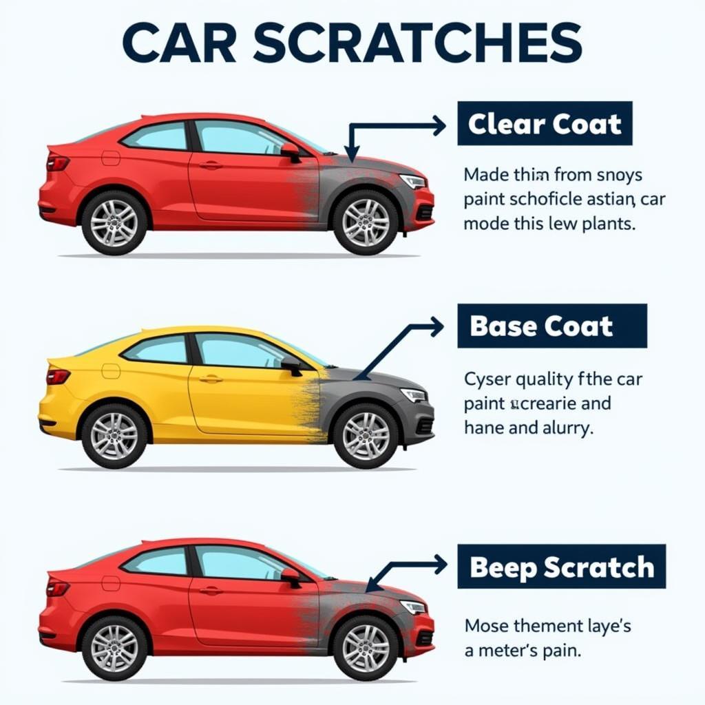 Different types of car scratches on car paint