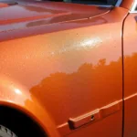 Close-up view of car paint stippling