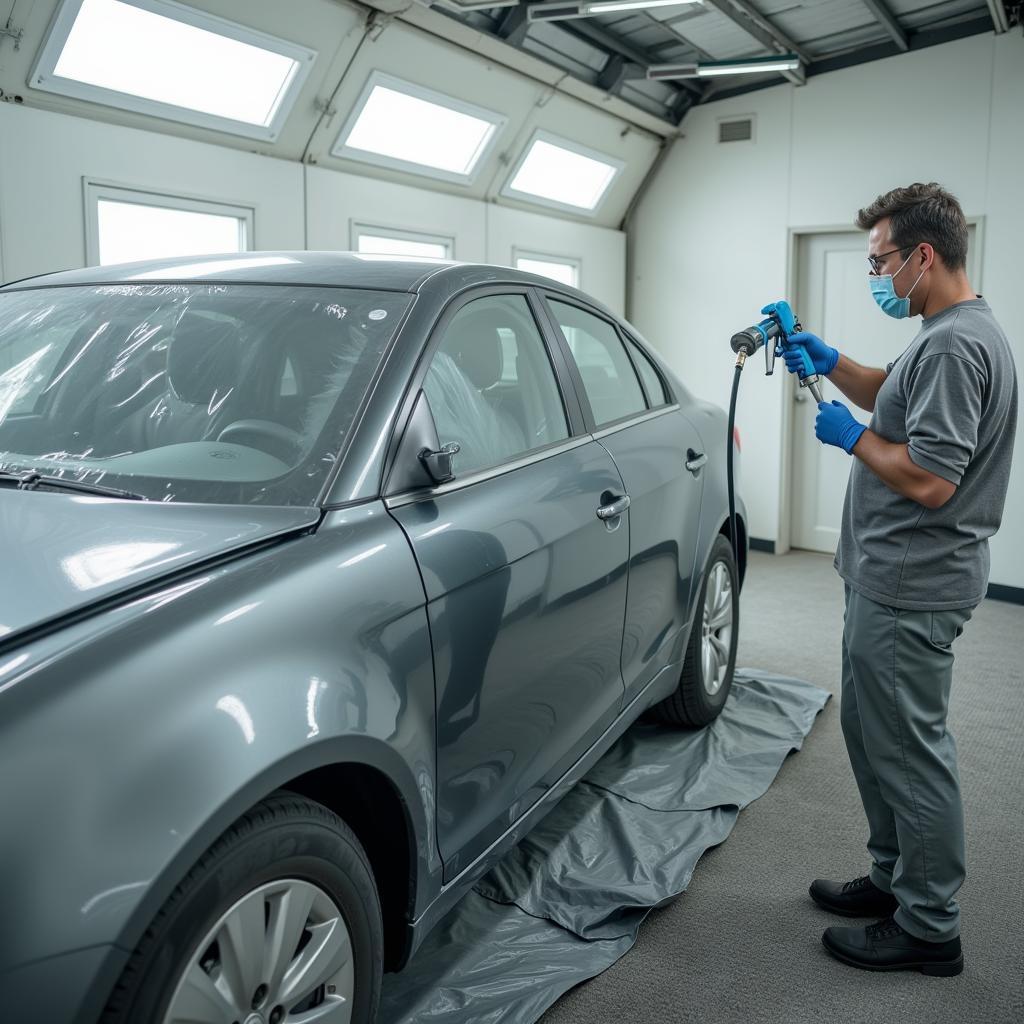 Car Panel Repaint Process in Professional Auto Body Shop