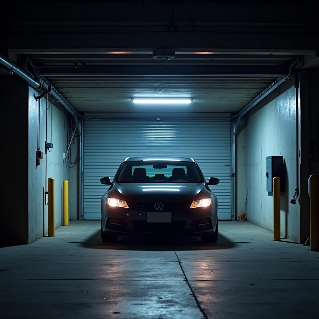 Car parked in a secure garage