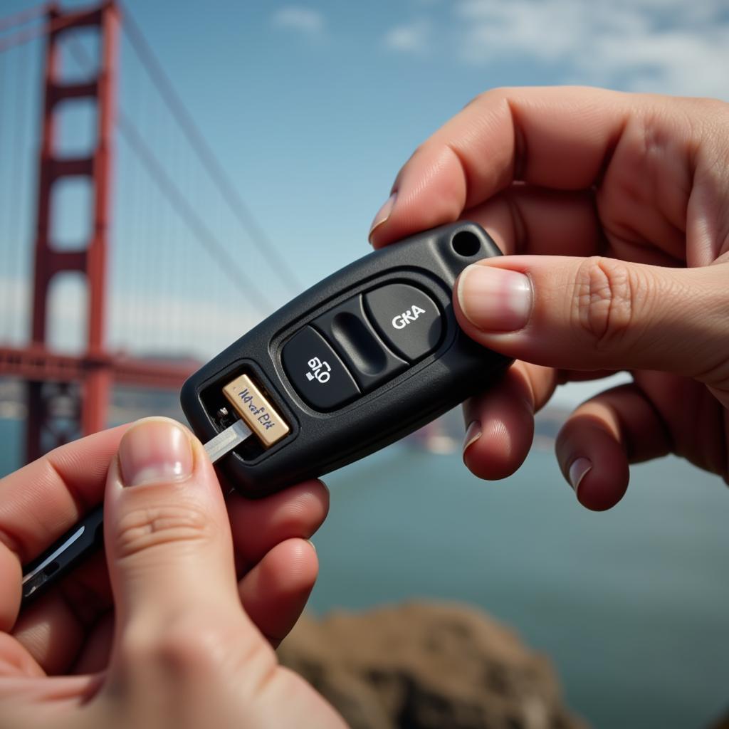 Replacing a car remote key battery in San Francisco