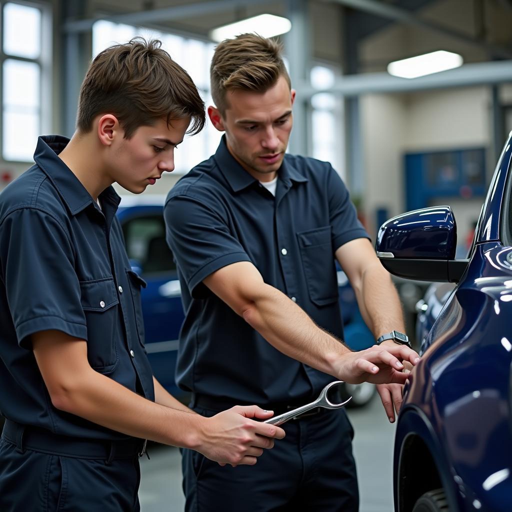 Apprentice learning car body repair in Coventry