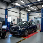 Modern car repair equipment in a St Albans body shop.