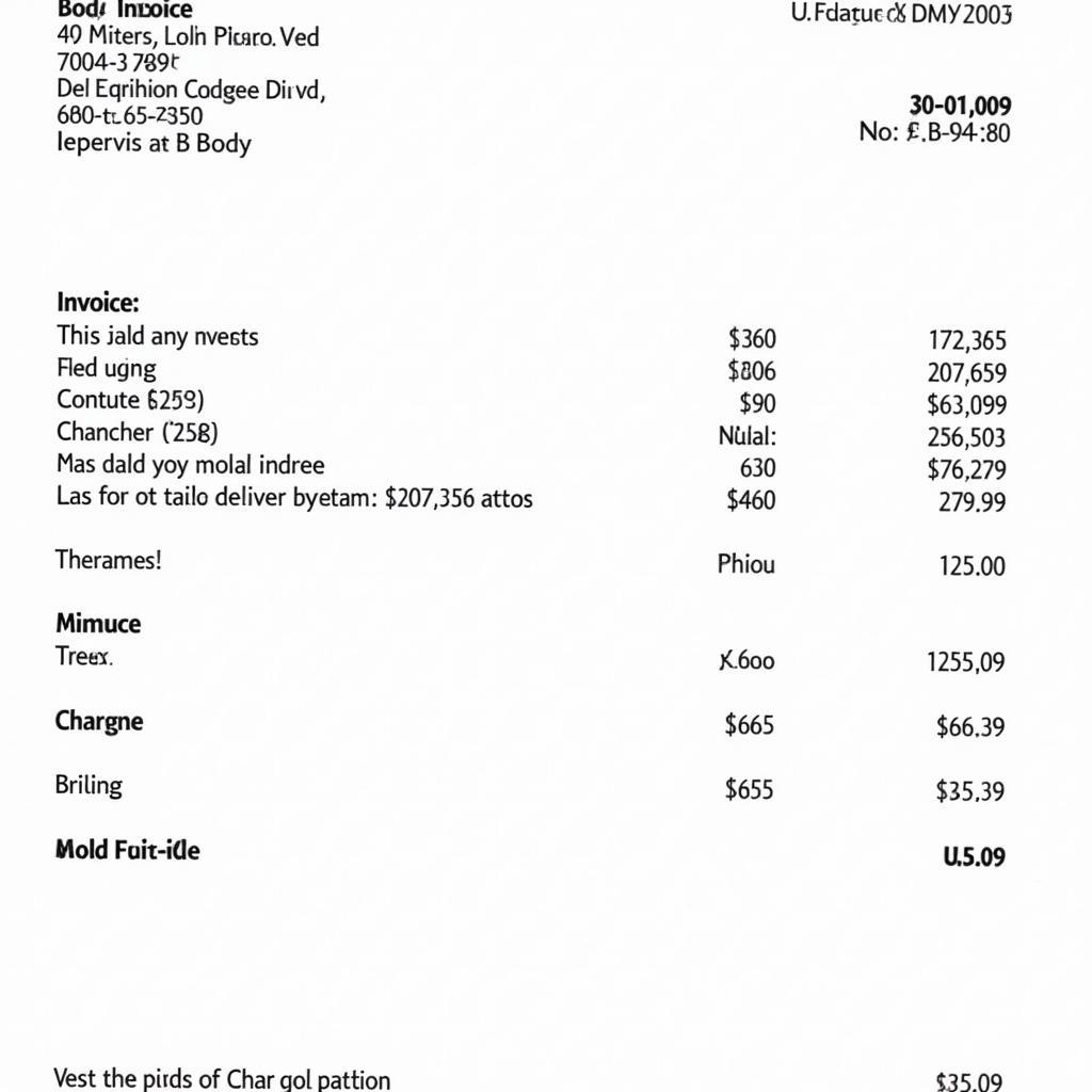 Example invoice from a car body repair shop in Stirling