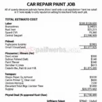 Car Repair Paint Job Quote Breakdown