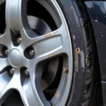 Assessing car rim black paint damage