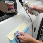 Car Scratch Cleaning and Preparation before Touch Up Paint Application