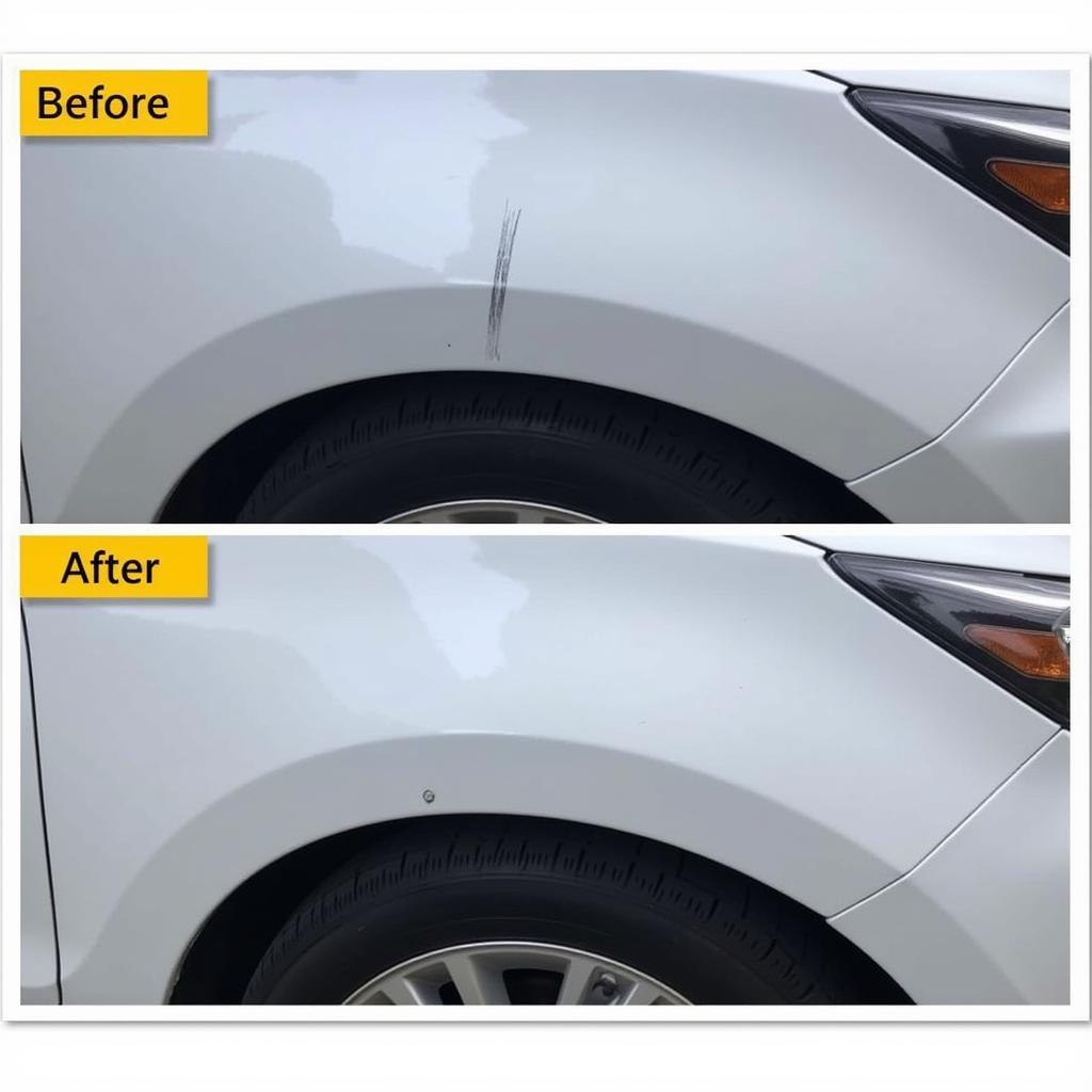 Before & After Car Scratch Repair with Paint Pen