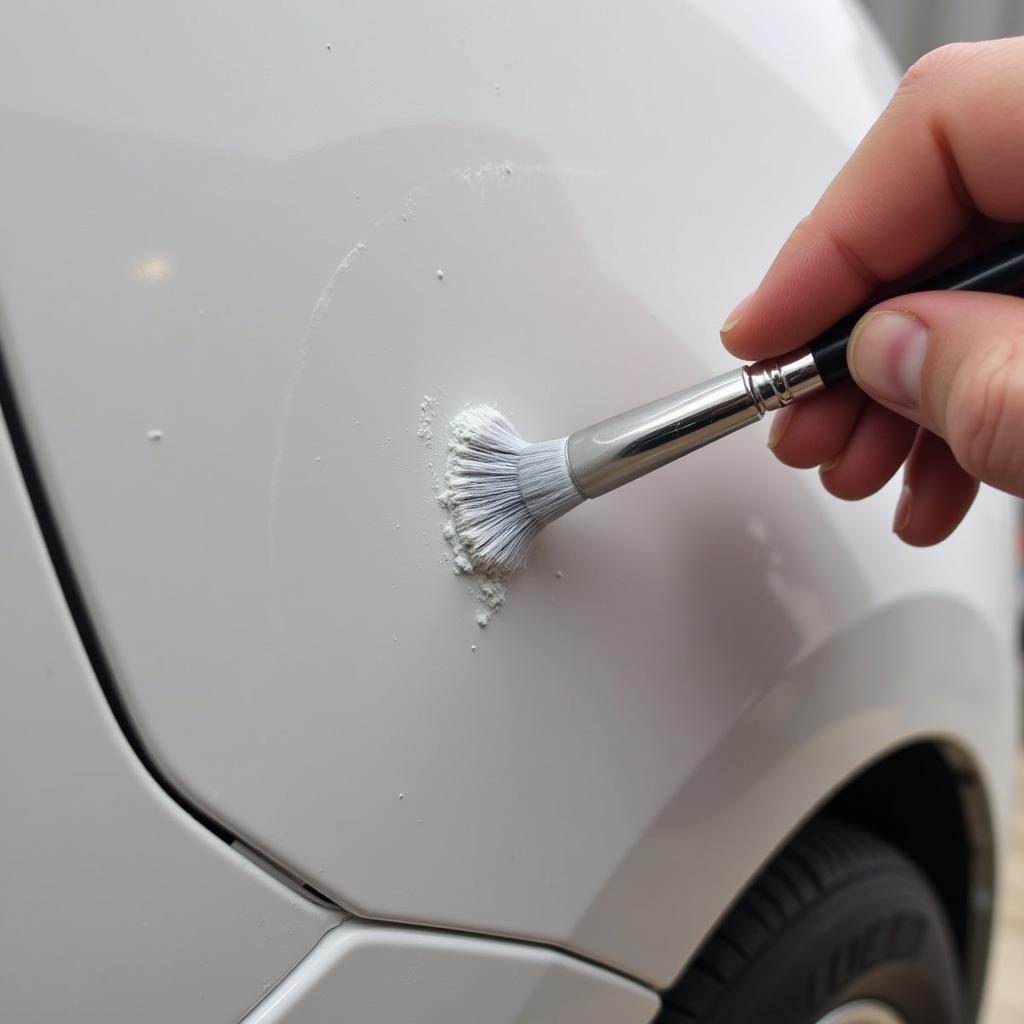 Applying Car Touch Up Paint to a Scratch