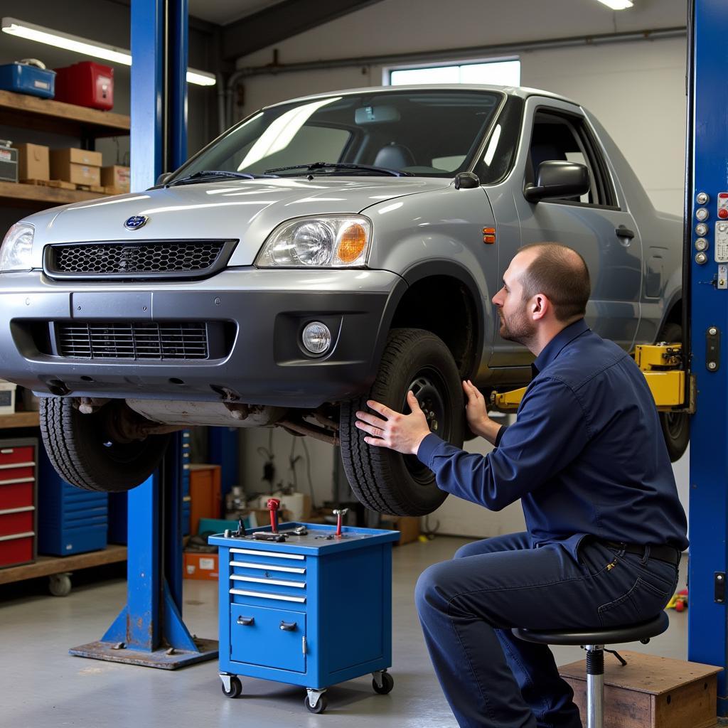 Car Undergoing Routine Maintenance Service