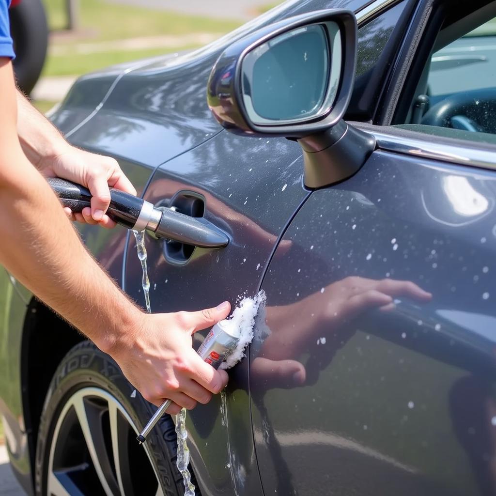 Washing Car Before Paint Scratch Repair