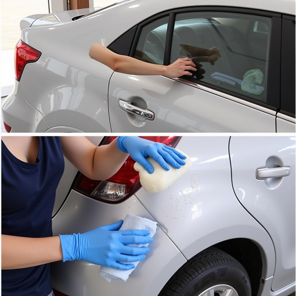 Waxing a car for paint protection