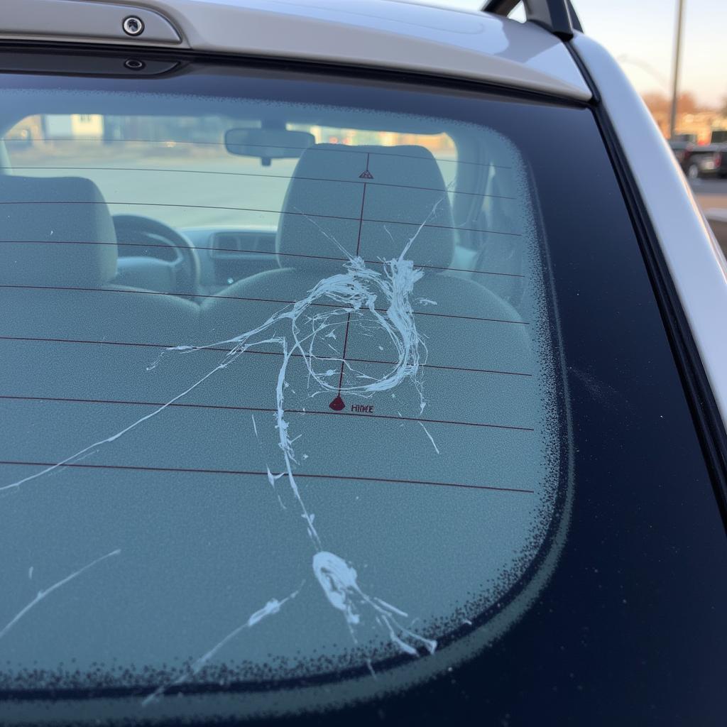 Damaged Car Window Defroster Grid Lines