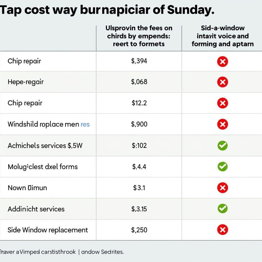 Car Window Repair Cost Comparison on Sunday