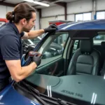 Technician Replacing Windshield in Hollywood CA