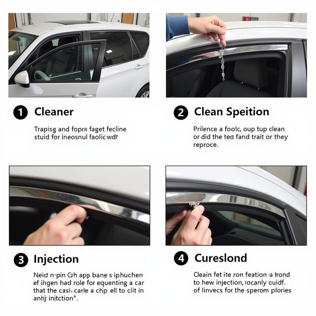 Car window repair process using resin injection