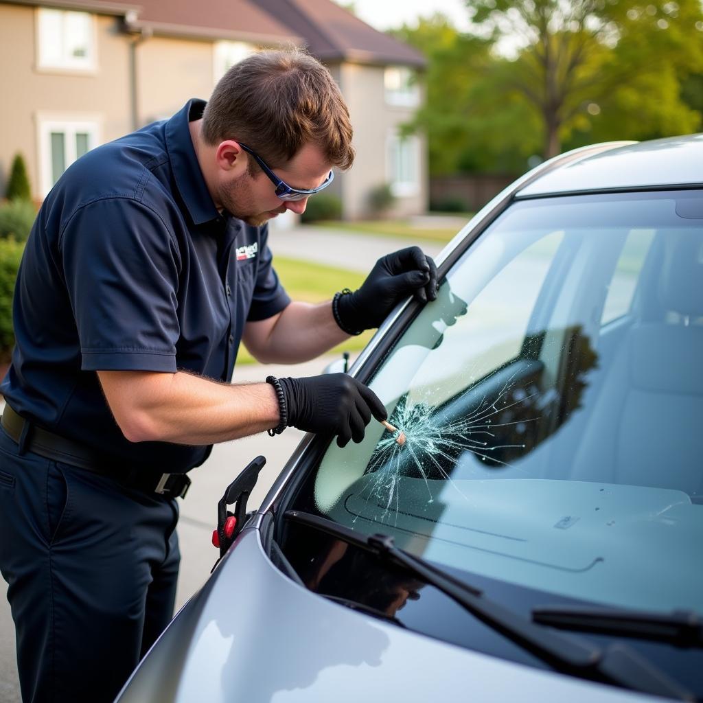 Car Window Repair Technician Providing Mobile Service