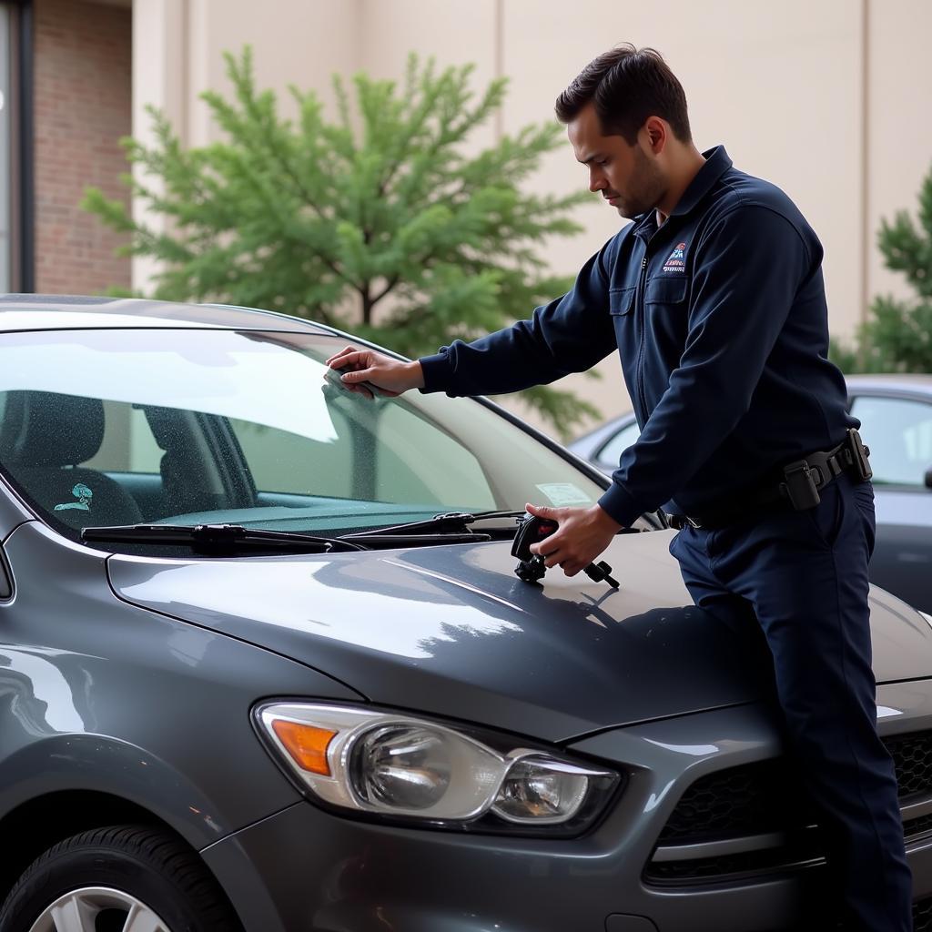 Car window replacement procedure in a Desoto TX auto shop