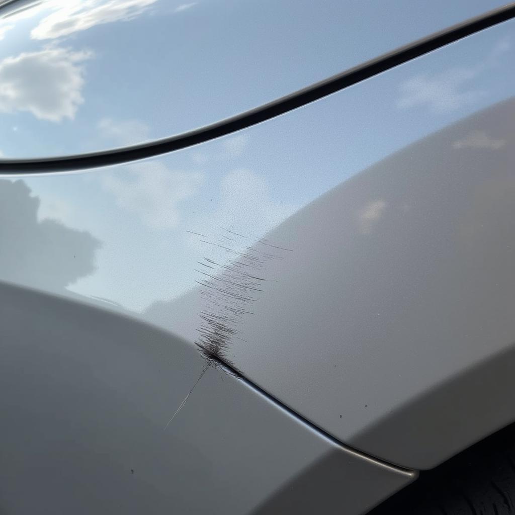 Deep Car Scratch Requiring Professional Repair