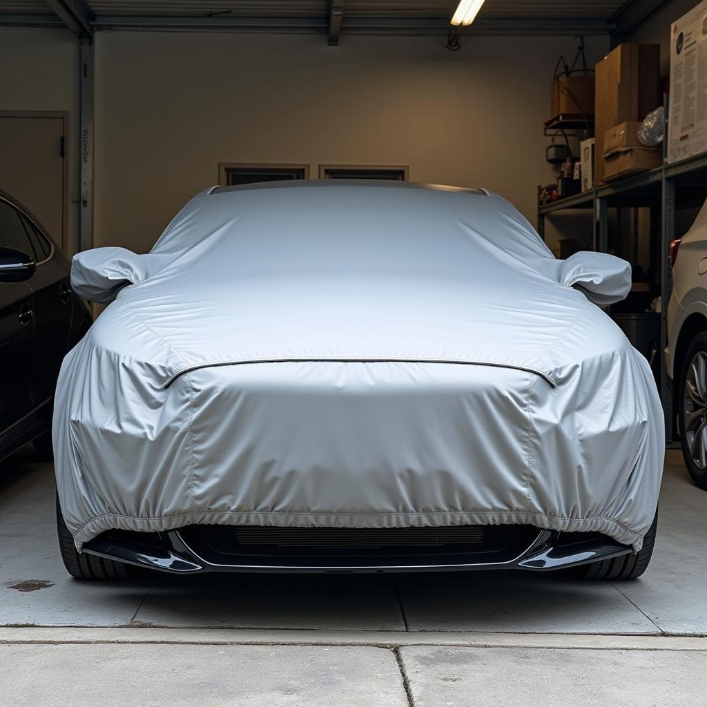 Car with Protective Cover in Garage