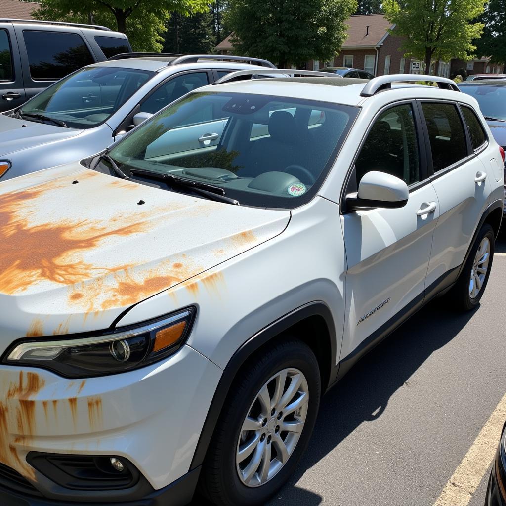 A car with clearly visible sun damage to its paint