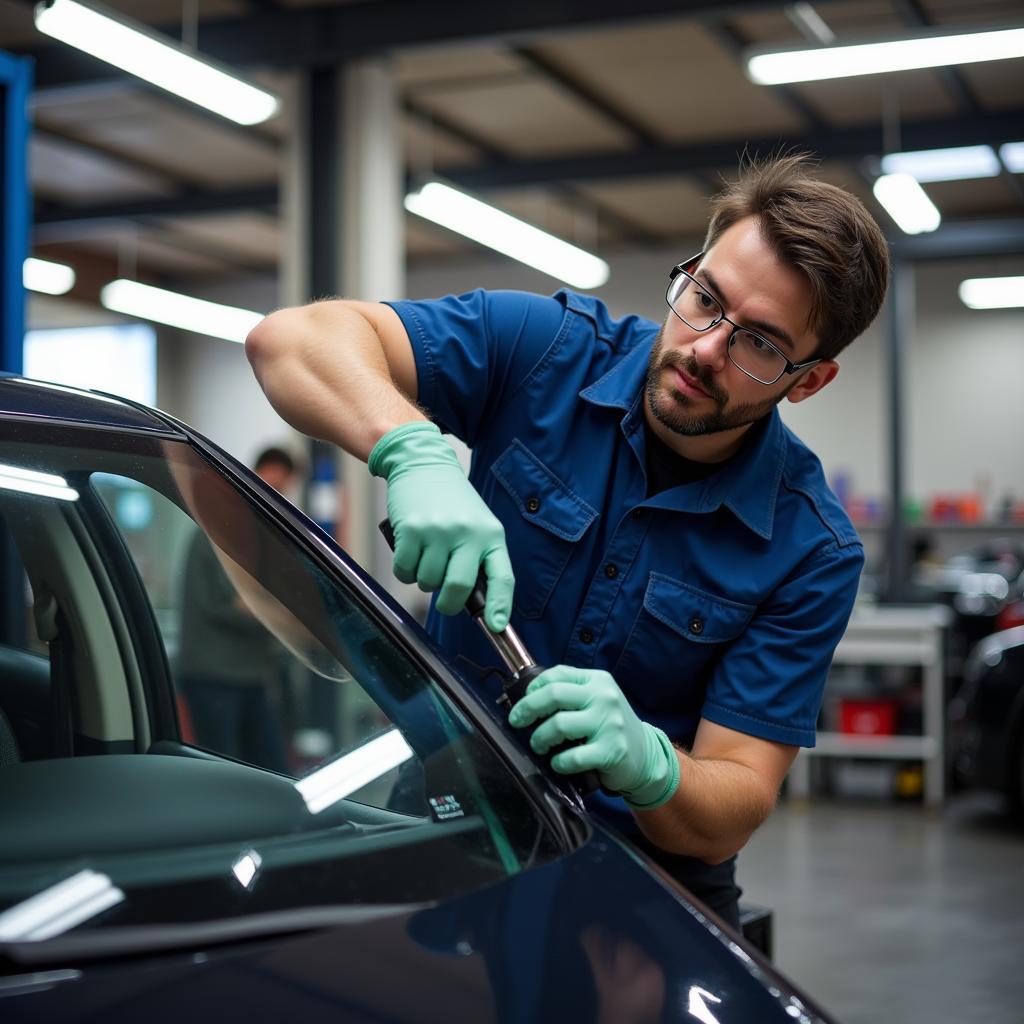 Certified auto glass technician working in Cedar Rapids