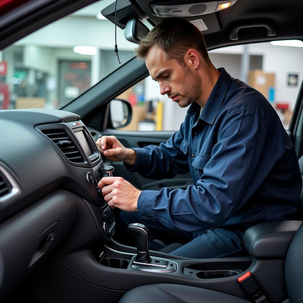 Certified Car AC Technician Working